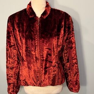 Vintage Plush Burgundy faux fur zippered Jacket Size 12
